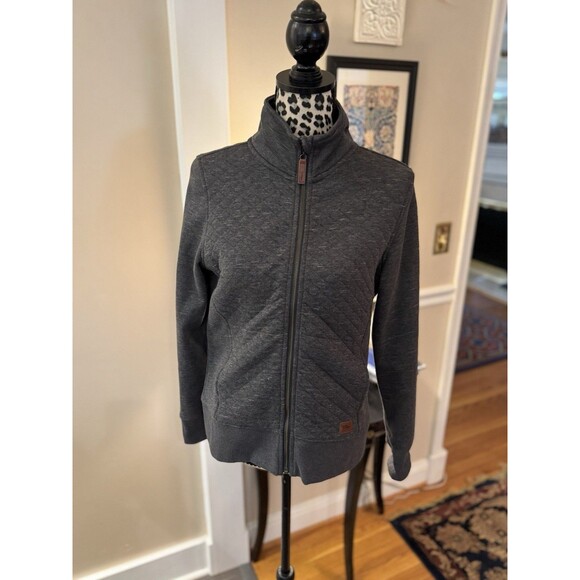 L.L Bean Jacket Women’s PXS Heathered Slate Gray Quilted Front Full Zip Outdoor - Picture 2 of 11